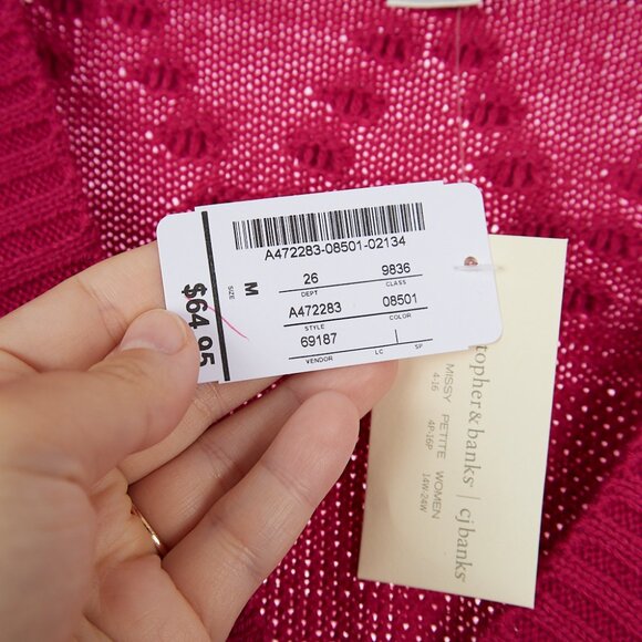 Christopher & Banks Pink Swiss Dot Cardigan Sweater Women's Medium NWT - Picture 7 of 8